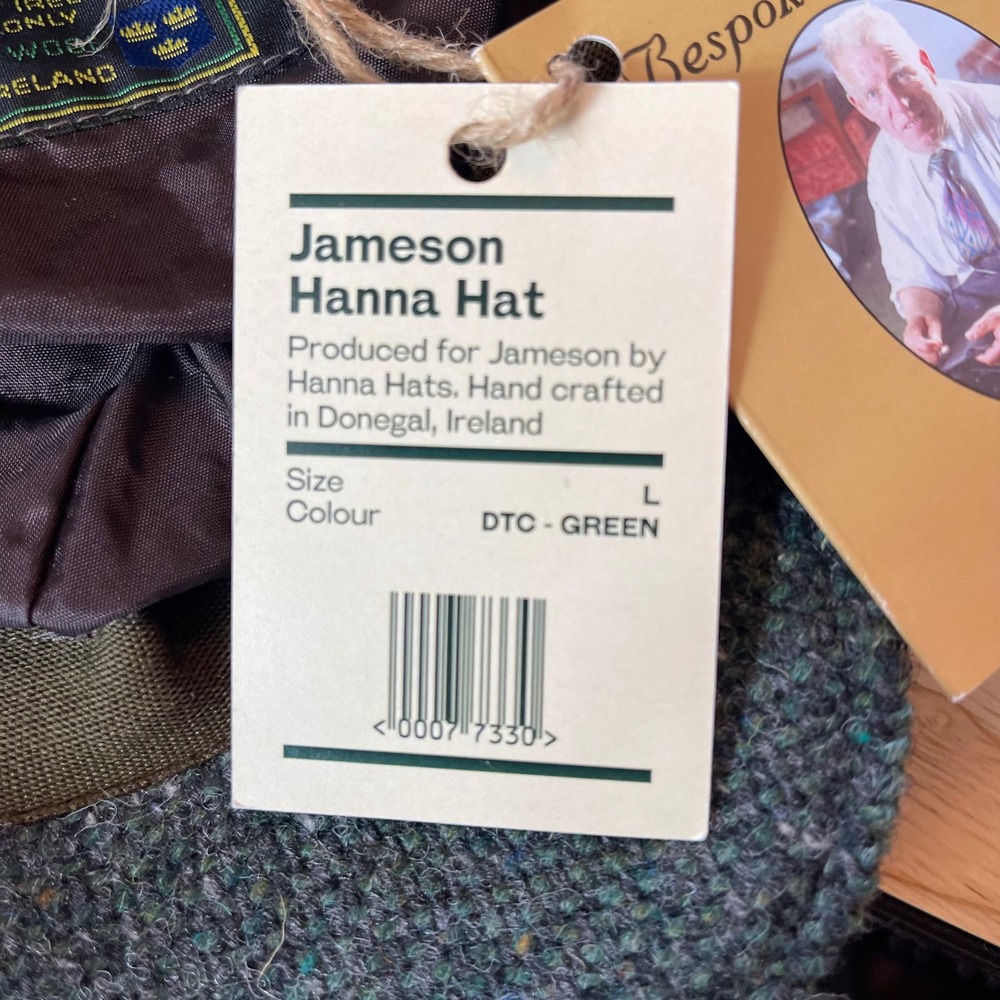 NWT Hanna Hats of Donegal Green Tweed Wool Flat Cap Jameson Ireland Mens Large - Picture 9 of 16